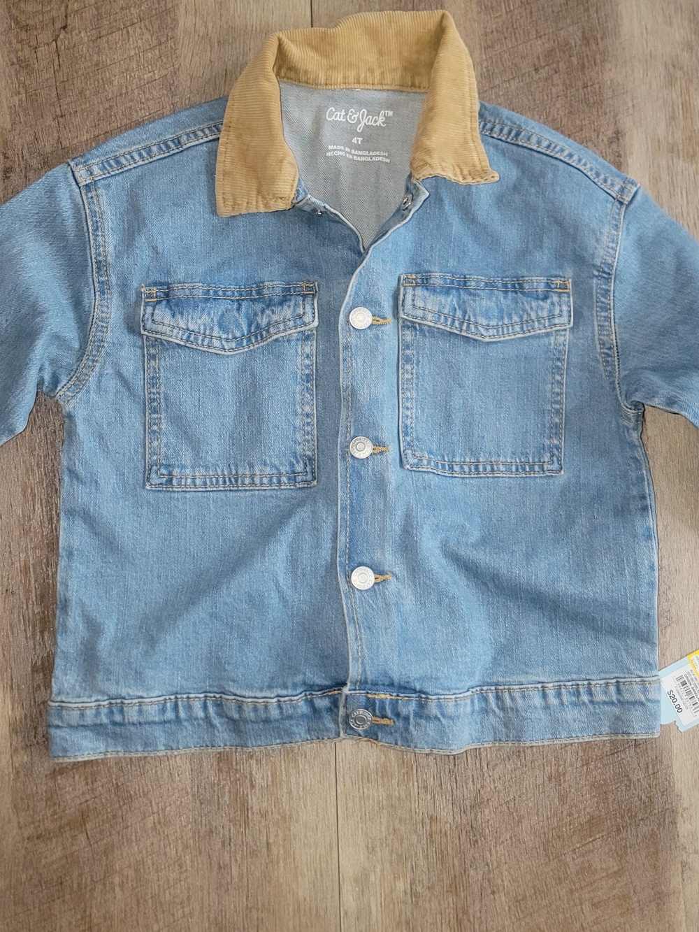 Cat & Jack Light Blue Denim Jacket with Tan Corduroy Collar - Kids